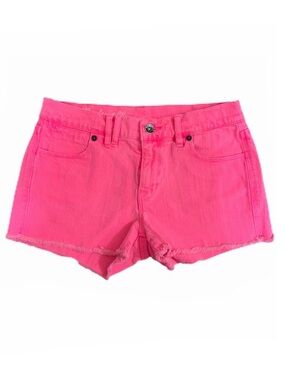 Madewell Hot Pink Denim Shorts With A Frayed Hem Size 24 High-Rise Denim Shorts